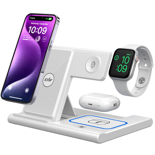 3-in-1 Wireless Charger for iPhone, Apple Watch & AirPods Qi2 certified – Foldable Fast Charging Station