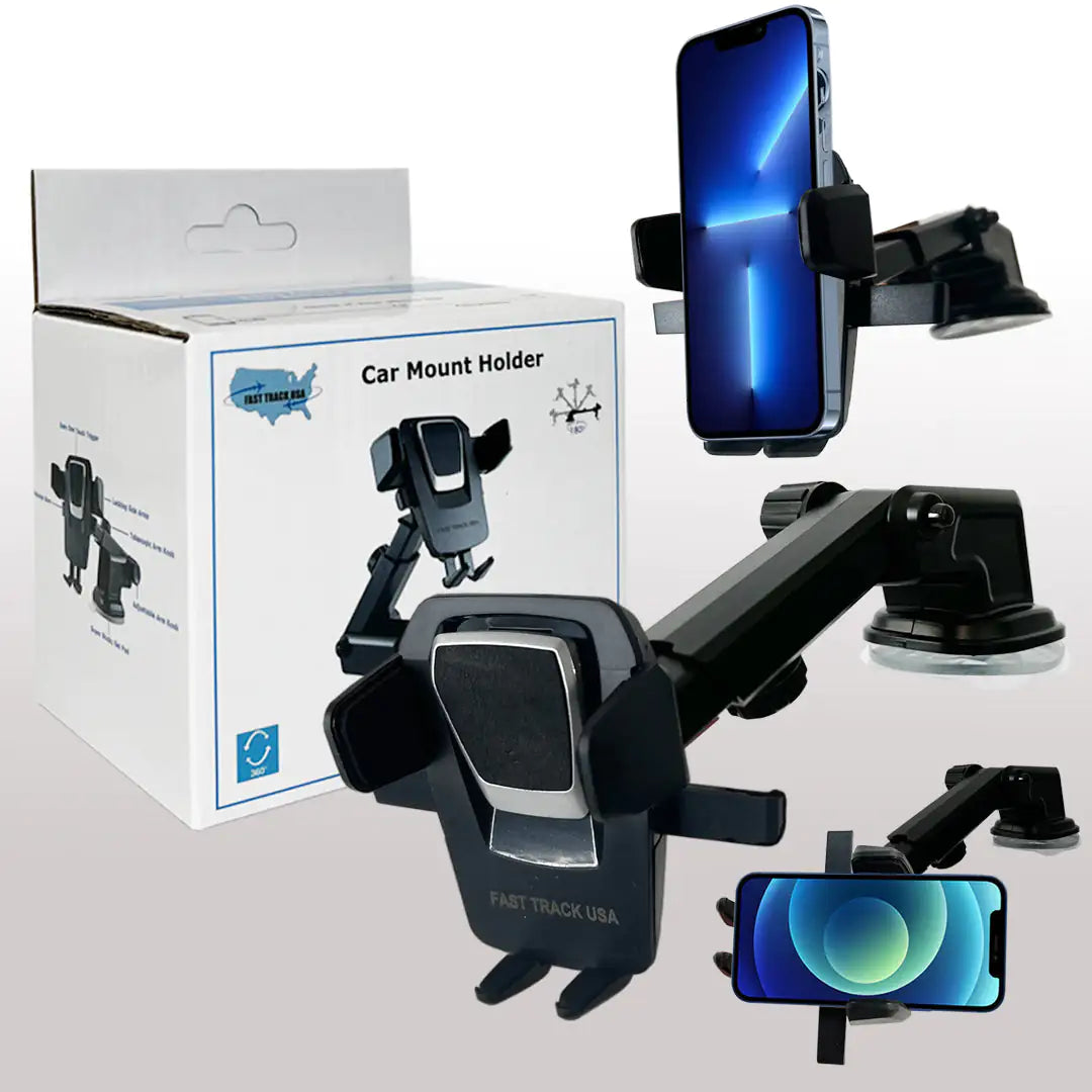 One-Touch Car Phone Mount – 360° Adjustable Holder for Dashboard & Windshield