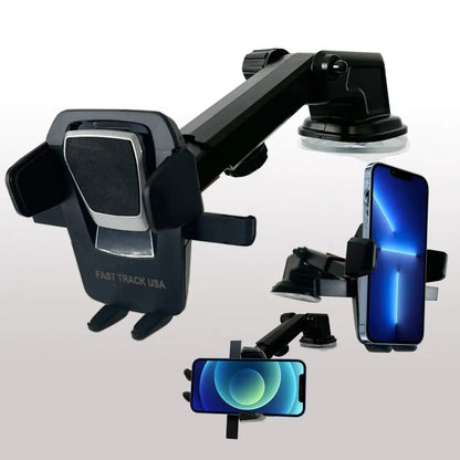 One-Touch Car Phone Mount – 360° Adjustable Holder for Dashboard & Windshield